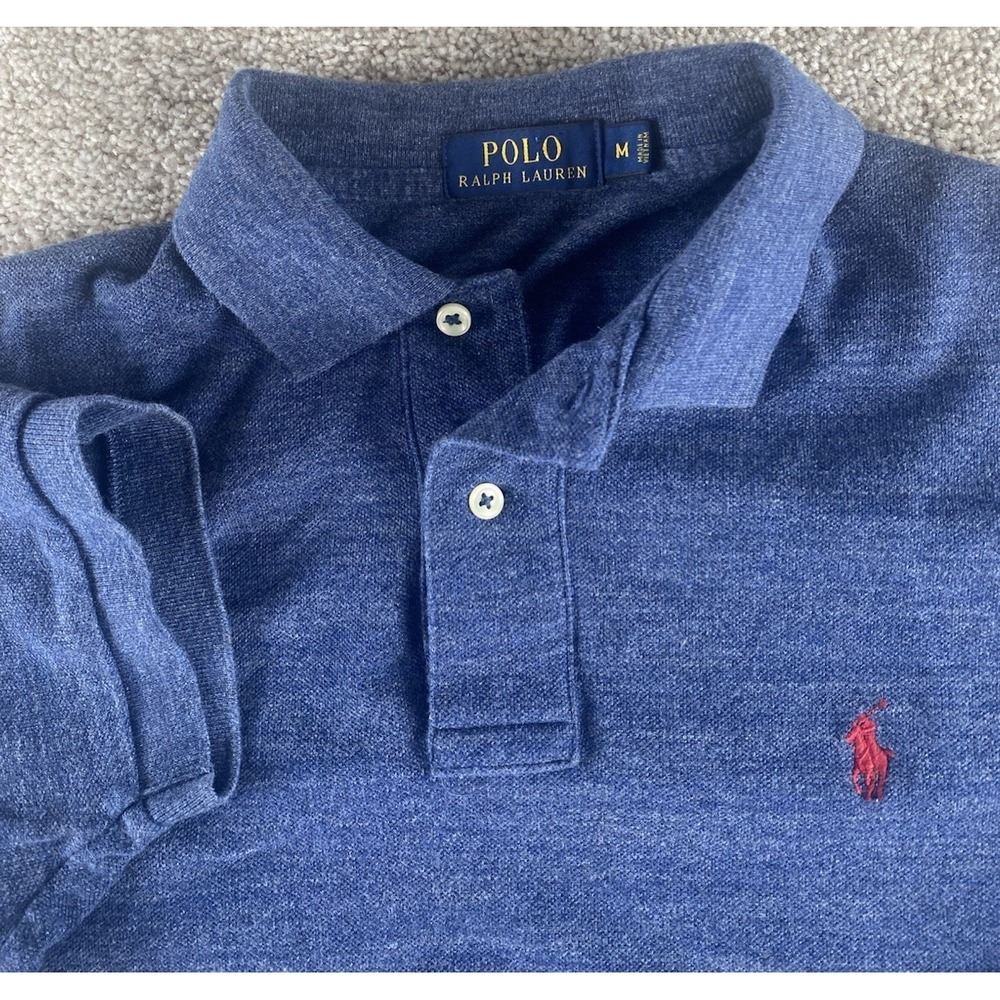 Polo Ralph Lauren Cotton Polo Blue Color Rush Mens M Red Pony Preppy Classic